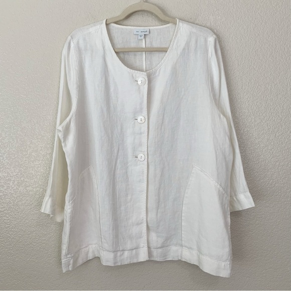 J. Jill Purejill 100% Linen Off White Button Down Cardigan, Sz Large - Picture 1 of 11
